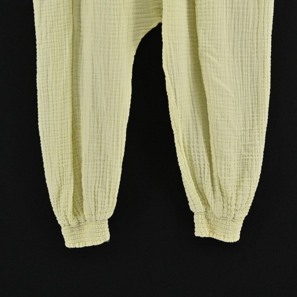Free People Walk On Fire‎ Pants Size XS Pull On Endless Summer Lime Glo Smocked - Picture 10 of 13
